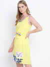 Bedazzle yellow knot up women dress