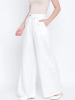 Solid white casual women pant