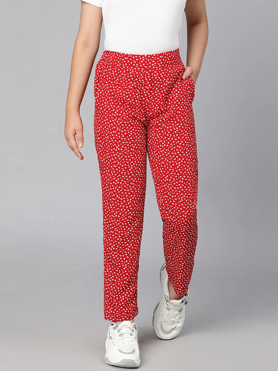 Hazzel red polka print elasticated gir pant