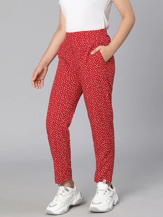 Hazzel red polka print elasticated gir pant