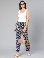 Full Blown blue color eleasticated women pant