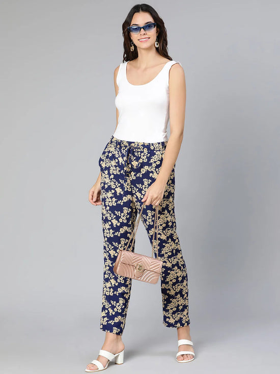 Full Blown blue color eleasticated women pant