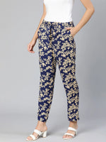 Full Blown blue color eleasticated women pant