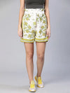 Windy green floral print elasticated women shorts