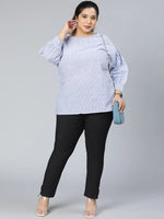 Flurry blue stripe print plus size women top