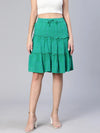 Glories green schiffli designed elasticated women skirt