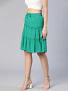 Glories green schiffli designed elasticated women skirt