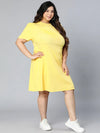 Sunset yellow color plus size women dress