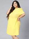 Sunset yellow color plus size women dress