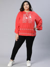 Romed Red Embroidered Plus Size Women Top