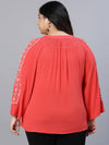 Romed Red Embroidered Plus Size Women Top