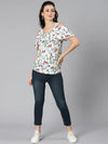 Frost multicolor floral print cut-outs sleeved women top