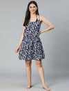 Argent Blue Floral Print Women Beachwear Dress