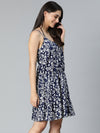 Argent Blue Floral Print Women Beachwear Dress