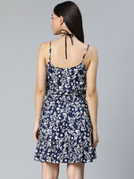 Argent Blue Floral Print Women Beachwear Dress