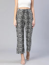 Shelled Black Abstract Print Elasticated Women Pants