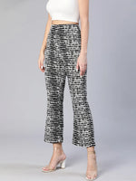 Shelled Black Abstract Print Elasticated Women Pants