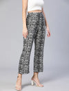 Shelled Black Abstract Print Elasticated Women Pants