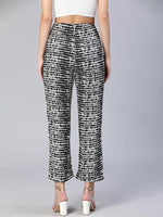 Shelled Black Abstract Print Elasticated Women Pants