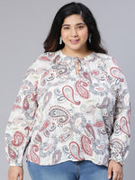 Decent Tropical Printed Multicolor Plus Size Women Top