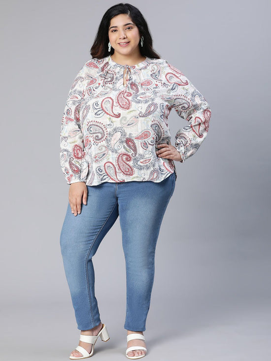 Decent Tropical Printed Multicolor Plus Size Women Top