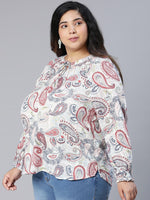 Decent Tropical Printed Multicolor Plus Size Women Top