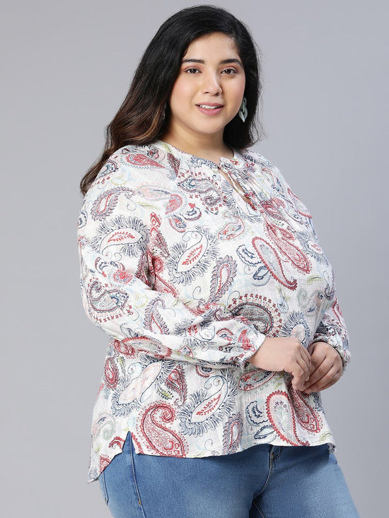 Decent Tropical Printed Multicolor Plus Size Women Top