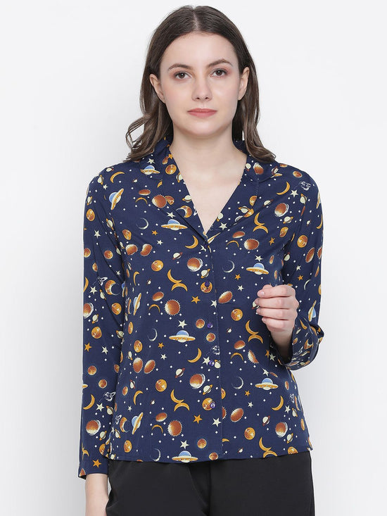 Space rest printed comgy women nightwear shirt