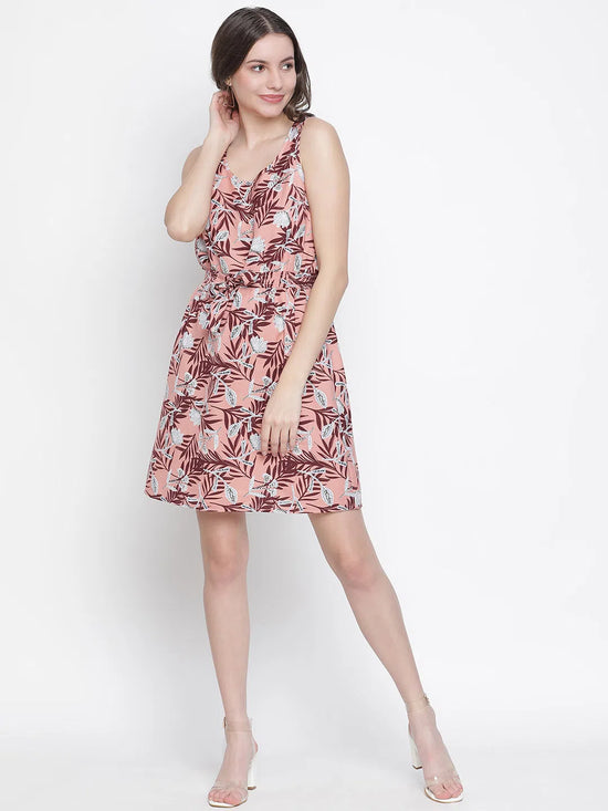 Springs of flyes floral print women dress