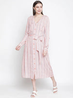 Sweet - natured floral print button-down women dress