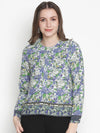 moonly blue floral print women top