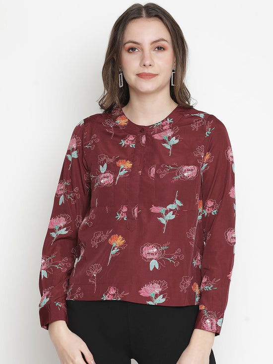 Dynamic rusty floral print women top