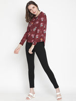 Dynamic rusty floral print women top