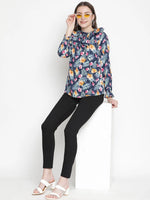 Jubliant blue floral print women top