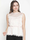 Christine Ecru ruffled Net Lined women top