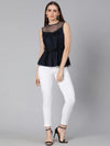 Navy Simmer Net Ruffle Party women Top