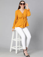 Waver yellow tie-knot women top