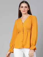 Waver yellow tie-knot women top