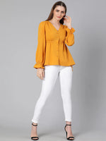 Waver yellow tie-knot women top