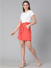 Tart orange tie-knotted women shorts