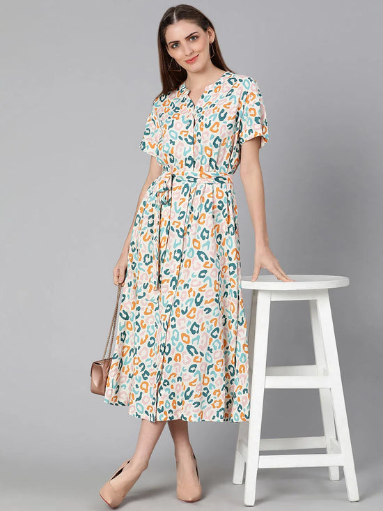 Moved by colors printed tie-knot women dress