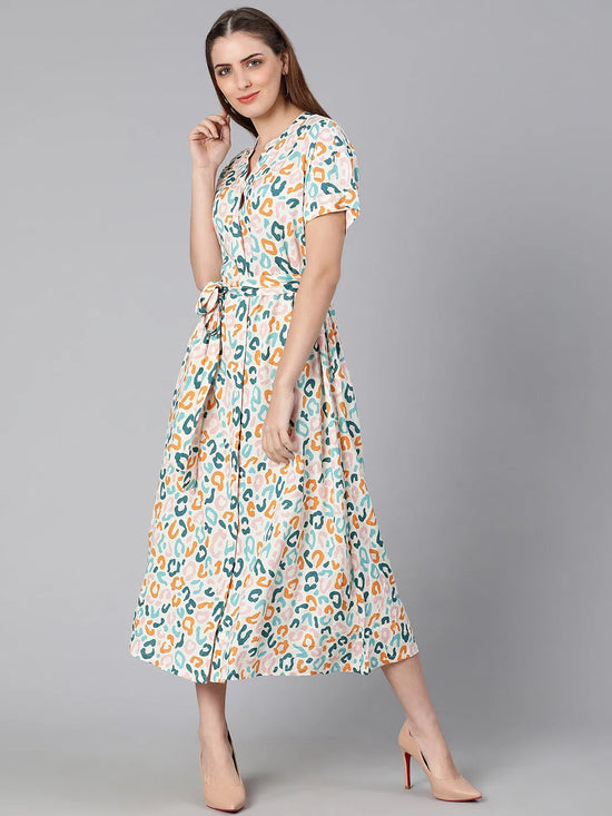 Moved by colors printed tie-knot women dress