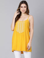 Lime yellow embroidery women tunic