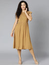 Sweet brown ruffle women dress