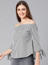 Ragalia stripes printed off-shoulder women top