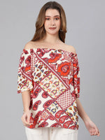 Tonned colors printed off-shoulder top