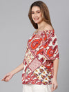 Tonned colors printed off-shoulder top