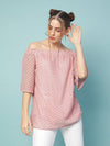 Zing and zag dobby off-shoulder women linned top