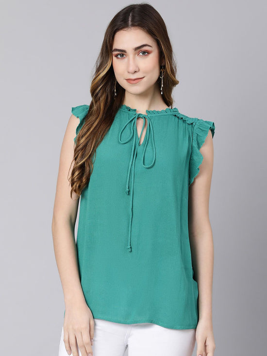 Queer green tie-knot women top