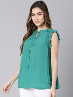 Queer green tie-knot women top